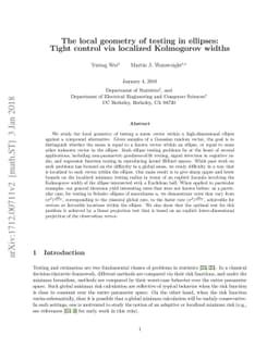 The local geometry of testing in ellipses: Tight control via localized
  Kolmogorov widths