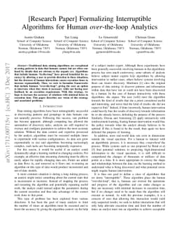 Formalizing Interruptible Algorithms for Human over-the-loop Analytics