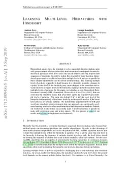 Learning Multi-Level Hierarchies with Hindsight