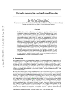 Episodic memory for continual model learning