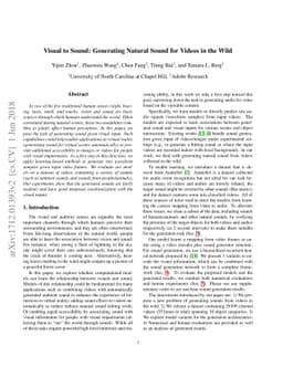 Visual to Sound: Generating Natural Sound for Videos in the Wild