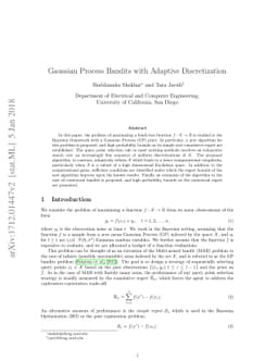 Gaussian Process bandits with adaptive discretization