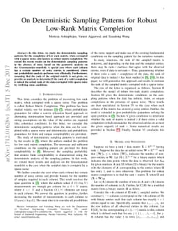 On Deterministic Sampling Patterns for Robust Low-Rank Matrix Completion
