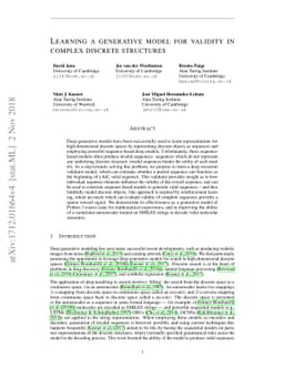 Learning a Generative Model for Validity in Complex Discrete Structures