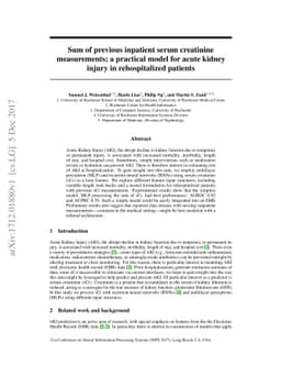 Sum of previous inpatient serum creatinine measurements predicts acute
  kidney injury in rehospitalized patients