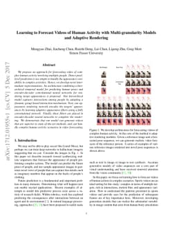 Learning to Forecast Videos of Human Activity with Multi-granularity
  Models and Adaptive Rendering