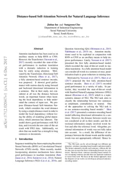 Distance-based Self-Attention Network for Natural Language Inference