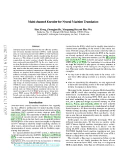 Multi-channel Encoder for Neural Machine Translation