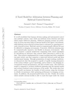 A Novel Model for Arbitration between Planning and Habitual Control
  Systems