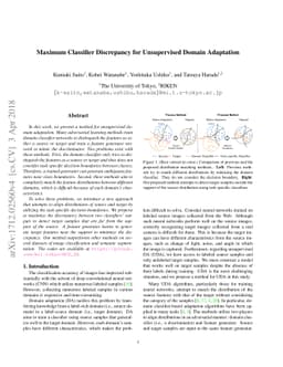 Maximum Classifier Discrepancy for Unsupervised Domain Adaptation