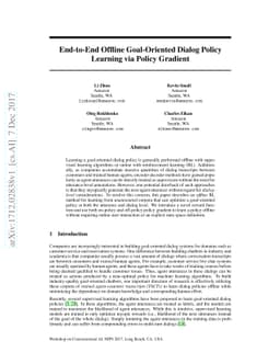 End-to-End Offline Goal-Oriented Dialog Policy Learning via Policy
  Gradient