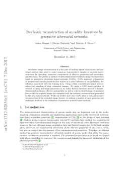 Stochastic reconstruction of an oolitic limestone by generative
  adversarial networks