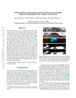 Dense Optical Flow based Change Detection Network Robust to Difference
  of Camera Viewpoints