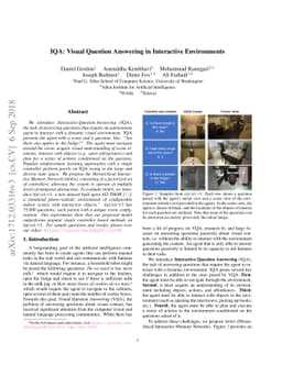 IQA: Visual Question Answering in Interactive Environments
