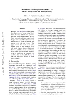 Word Sense Disambiguation with LSTM: Do We Really Need 100 Billion
  Words?