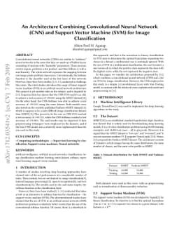 An Architecture Combining Convolutional Neural Network (CNN) and Support
  Vector Machine (SVM) for Image Classification