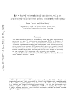 RNN-based counterfactual prediction, with an application to homestead
  policy and public schooling