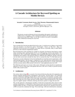 A Cascade Architecture for Keyword Spotting on Mobile Devices