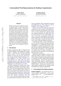 Contextualized Word Representations for Reading Comprehension