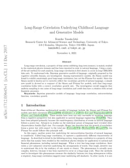 Long-Range Correlation Underlying Childhood Language and Generative
  Models