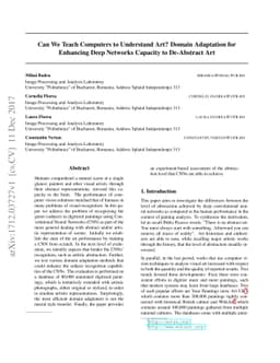 Can We Teach Computers to Understand Art? Domain Adaptation for
  Enhancing Deep Networks Capacity to De-Abstract Art