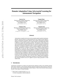 Domain Adaptation Using Adversarial Learning for Autonomous Navigation