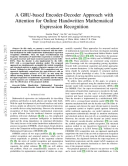 A GRU-based Encoder-Decoder Approach with Attention for Online
  Handwritten Mathematical Expression Recognition
