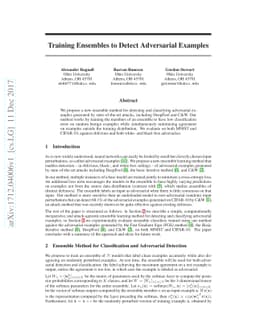 Training Ensembles to Detect Adversarial Examples