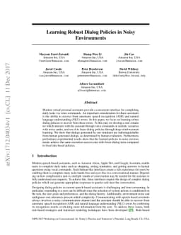 Learning Robust Dialog Policies in Noisy Environments