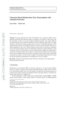 Character-Based Handwritten Text Transcription with Attention Networks