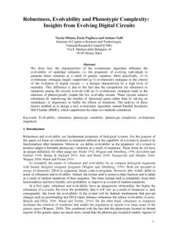 Robustness, Evolvability and Phenotypic Complexity: Insights from
  Evolving Digital Circuits