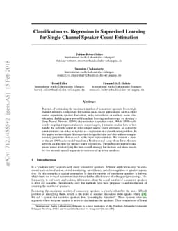 Classification vs. Regression in Supervised Learning for Single Channel
  Speaker Count Estimation