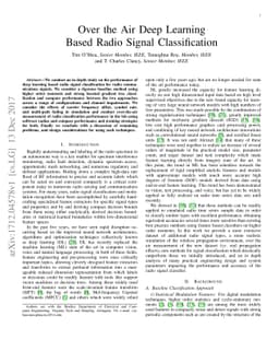Over the Air Deep Learning Based Radio Signal Classification