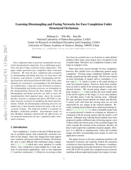 Learning Disentangling and Fusing Networks for Face Completion Under
  Structured Occlusions