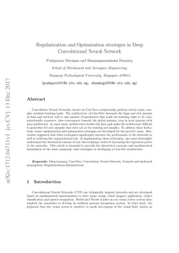 Regularization and Optimization strategies in Deep Convolutional Neural
  Network