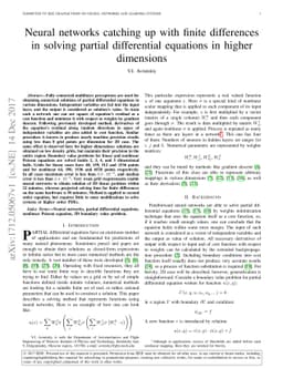 Neural networks catching up with finite differences in solving partial
  differential equations in higher dimensions