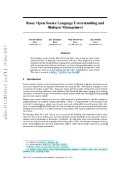 Rasa: Open Source Language Understanding and Dialogue Management
