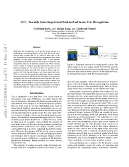 SEE: Towards Semi-Supervised End-to-End Scene Text Recognition