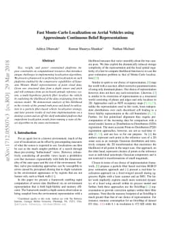 Fast Monte-Carlo Localization on Aerial Vehicles using Approximate
  Continuous Belief Representations