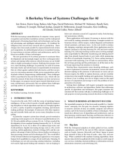 A Berkeley View of Systems Challenges for AI