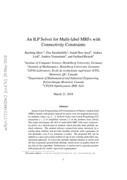 An ILP Solver for Multi-label MRFs with Connectivity Constraints