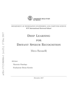 Deep Learning for Distant Speech Recognition