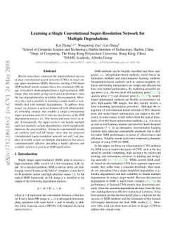 Learning a Single Convolutional Super-Resolution Network for Multiple
  Degradations