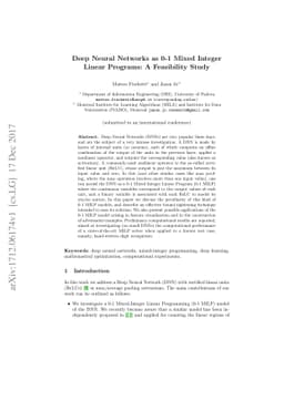 Deep Neural Networks as 0-1 Mixed Integer Linear Programs: A Feasibility
  Study