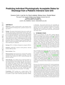 Predicting Individual Physiologically Acceptable States for Discharge
  from a Pediatric Intensive Care Unit