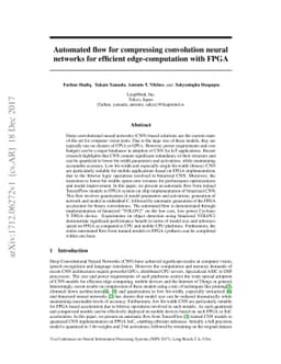 Automated flow for compressing convolution neural networks for efficient
  edge-computation with FPGA