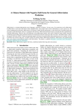 A Chinese Dataset with Negative Full Forms for General Abbreviation
  Prediction