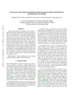 Language and Noise Transfer in Speech Enhancement Generative Adversarial
  Network