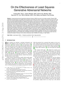 On the Effectiveness of Least Squares Generative Adversarial Networks