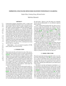 Improving End-to-End Speech Recognition with Policy Learning